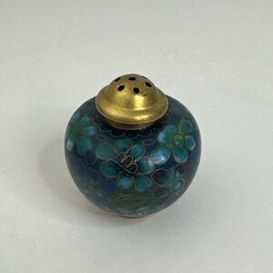 Vintage Cloisonne Floral Decorated Enamel Individual Salt Shaker